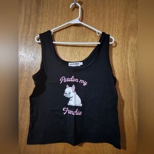 Black Tank Top with Frenchie Graphic